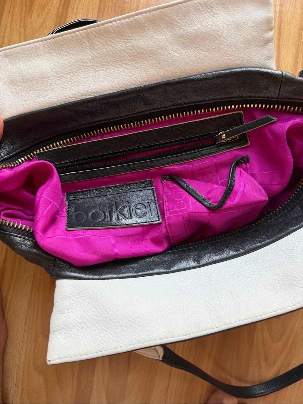 Botkier Black and Light Pink Leather Shoulder Bag